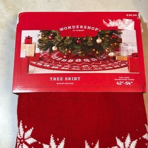 Target red with white snowflakes tree skirt